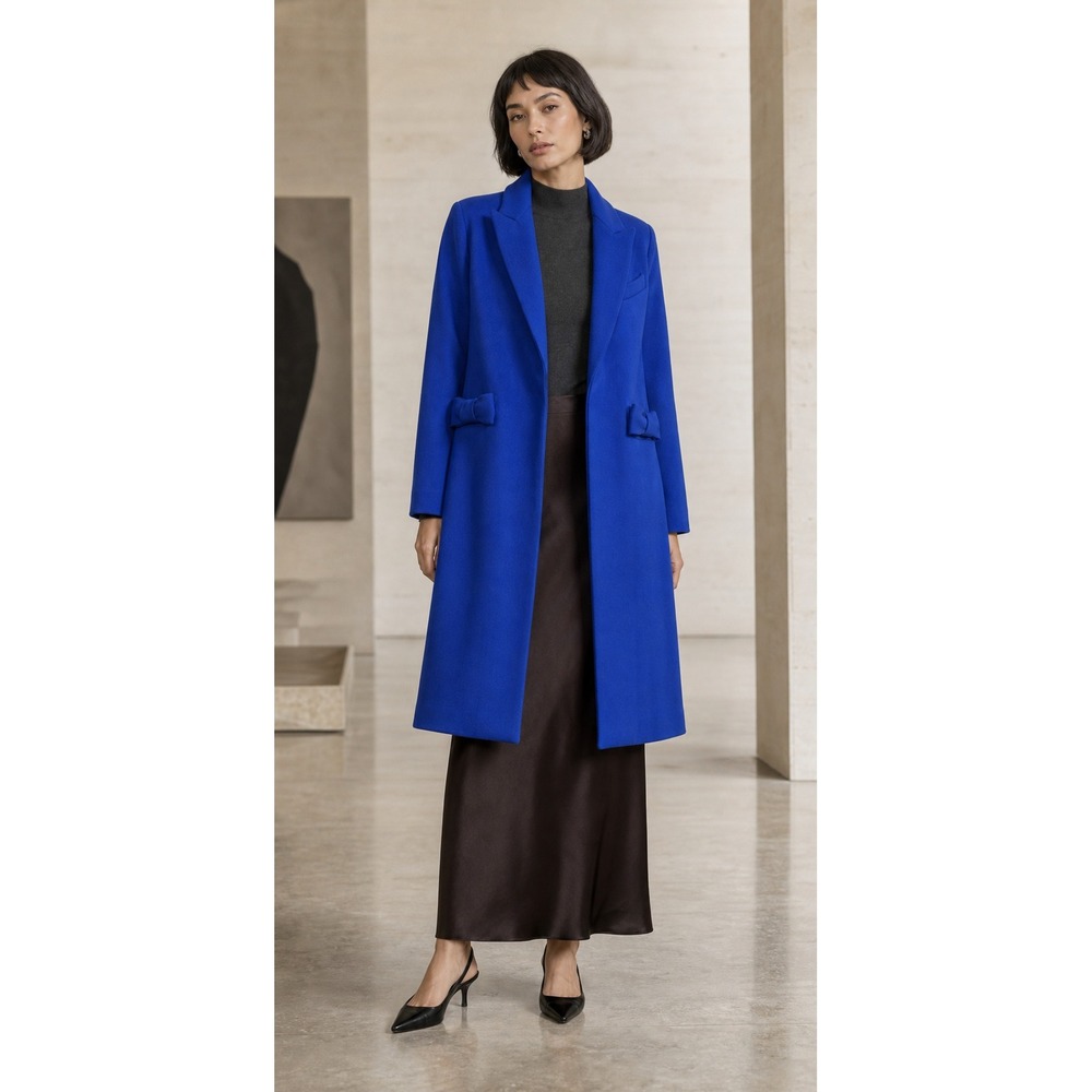 Smythe Bow Coat Cobalt Blue Wool Blend Long Coat Size 8